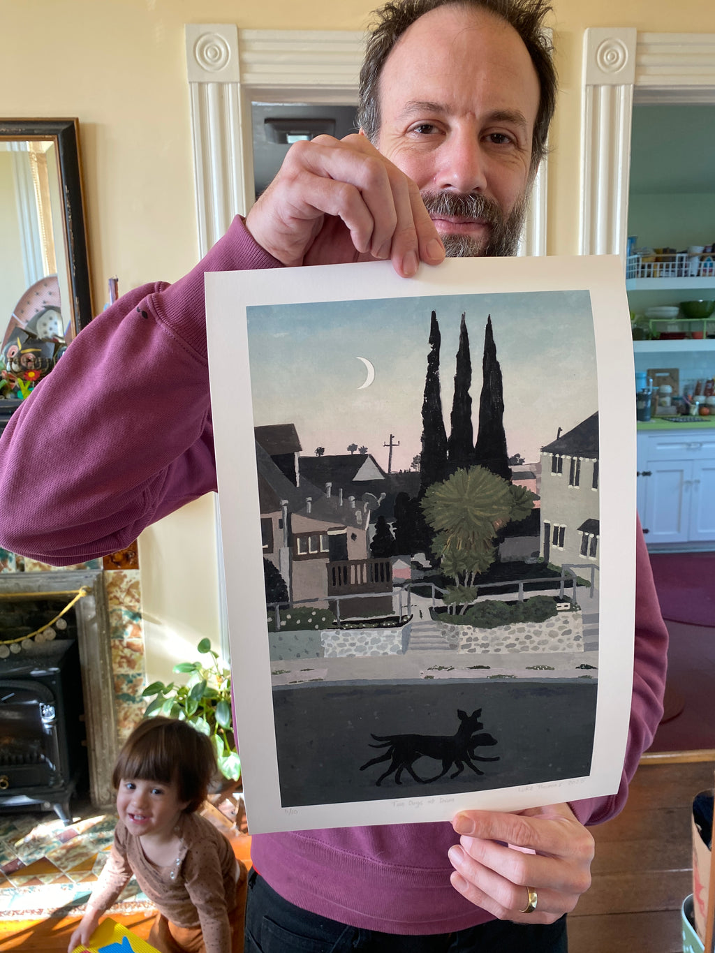 Two Dogs at Dawn signed Giclee print